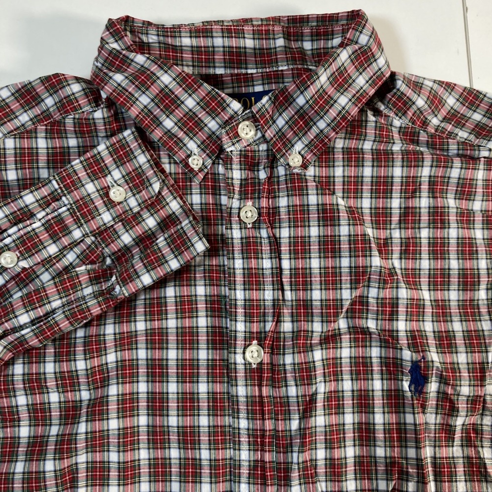 Polo Ralph Lauren Boys L/S Plaid Button Down Shirt Youth XL (18-20) Stretch